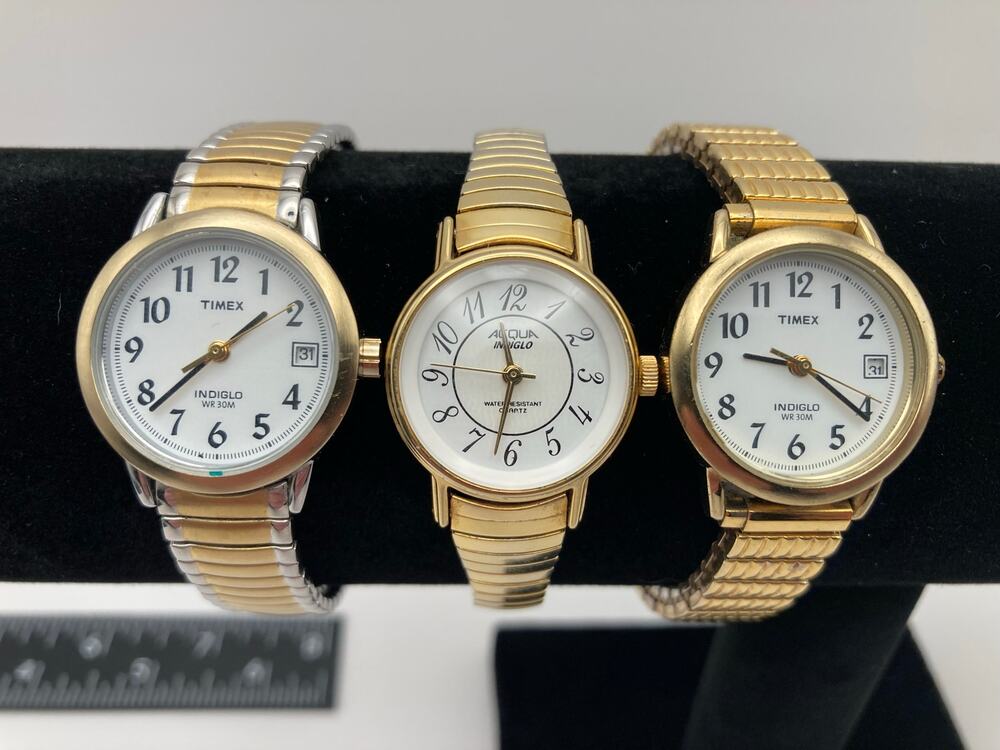 Timex Acqua Indiglo Women's Watch Lot Bundle - Fresh Batteries - Expansion Bands